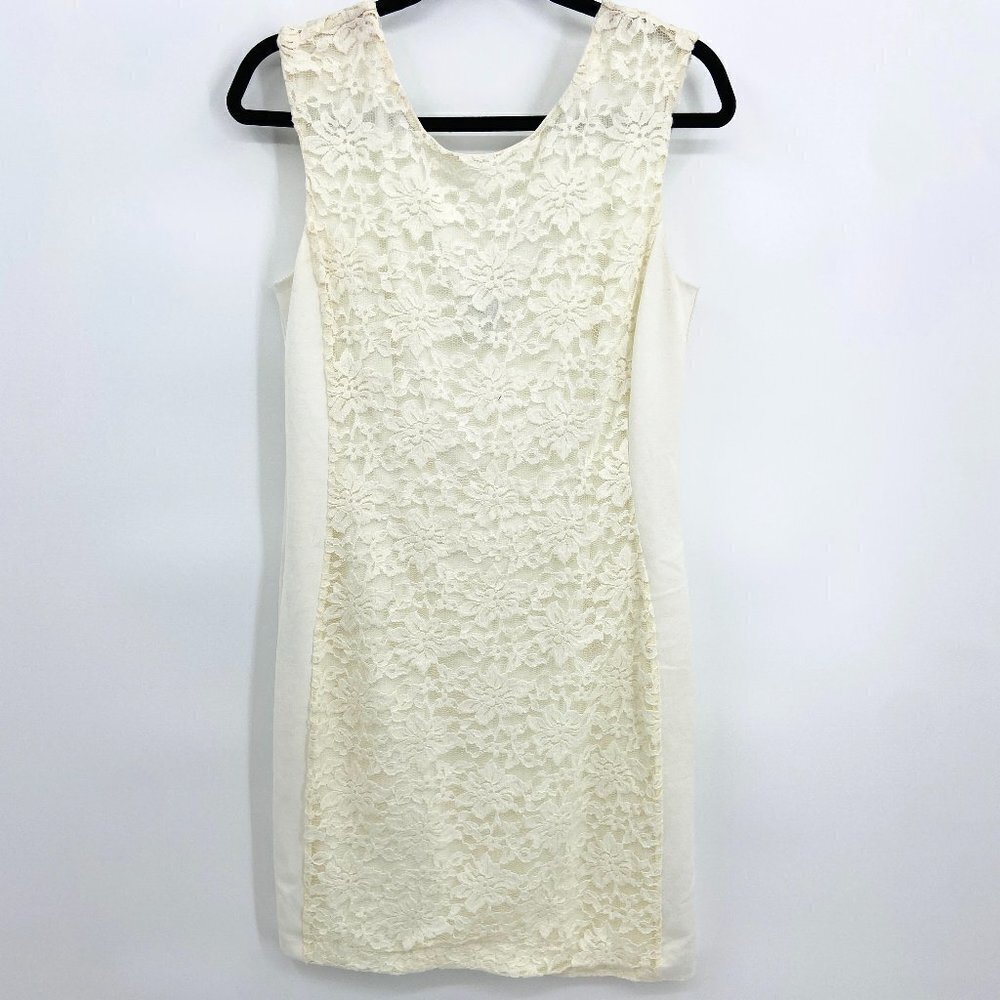 APT. 9 White Cream Lace Stretch Sleeveless Mini Wedding Bodycon Dress Medium